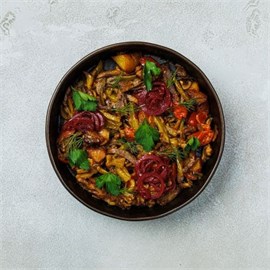 {{photo.Alt || photo.Description || 'Тёплый салат с языком, картофелем и грибами'}}